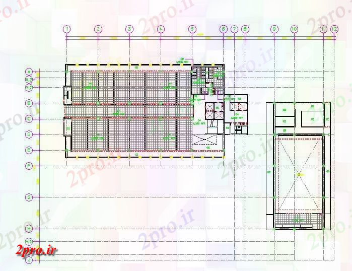 دانلود نقشه ساختمان اداری - تجاری - صنعتی طراحی از ساختمان اداری جزئیات طرحی طبقه ارائه 21 در 42 متر (کد162042)