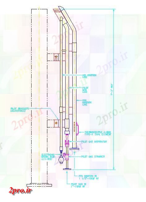 دانلود نقشه پلان مقطعی اتصال گاز خلبان جزئیات بخش لوله ها         دو بعدی  اتوکد   (کد162108)