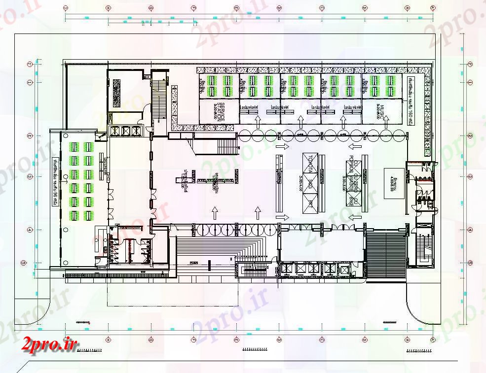 دانلود نقشه هتل - رستوران - اقامتگاه طرحی مبلمان طبقه هتل دو بعدی 10 در 17 متر (کد162110)
