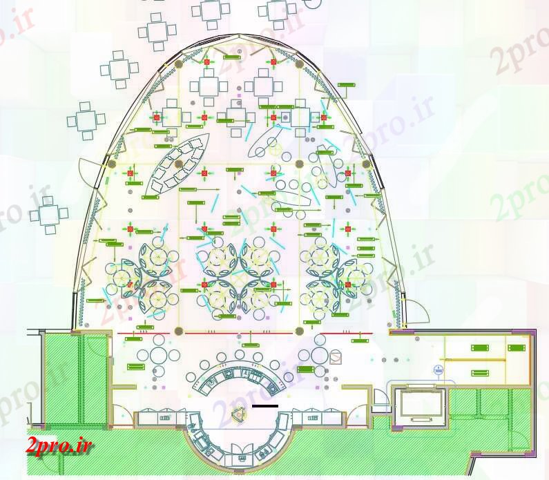دانلود نقشه باغ شخصیطرحی سقف رستوران ساحلی با الگوی جزئیات کار معرفی اند دو بعدی 23 در 28 متر (کد162121)