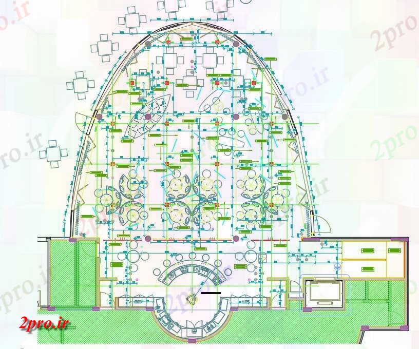 دانلود نقشه باغ شخصیطرحی سقف رستوران ساحل نشان هتل سقف طرحی طراحی 23 در 28 متر (کد162122)