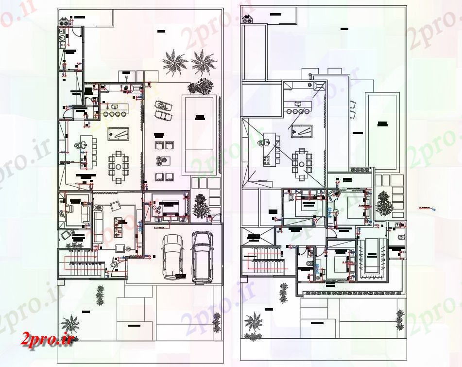 دانلود نقشه خانه های کوچک ، نگهبانی ، سازمانی - ویلا پروژه خانه طبقه همکف و طبقه اول 15 در 30 متر (کد162128)