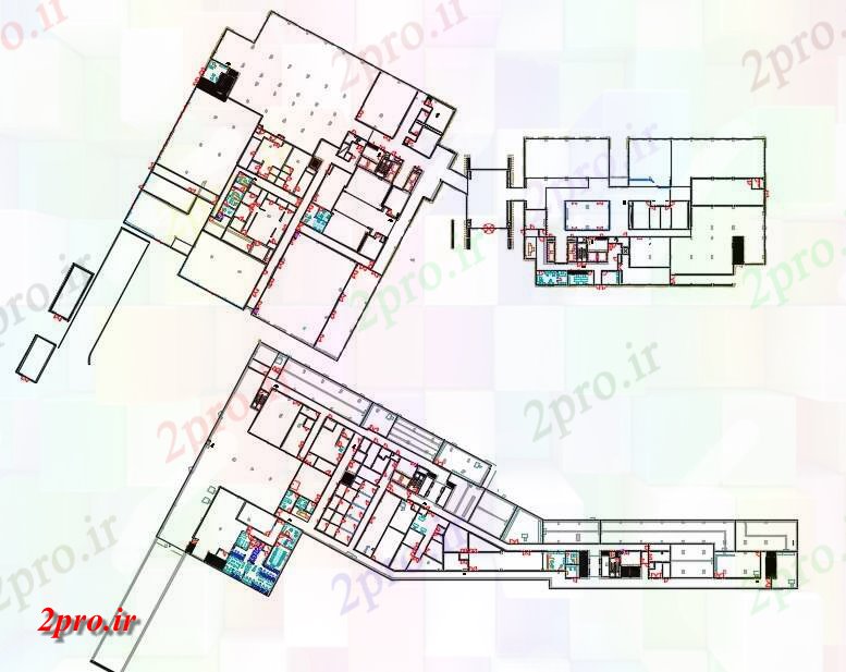 دانلود نقشه هتل - رستوران - اقامتگاه  زیرزمین هتل و طبقه همکف طرحی  (کد162138)