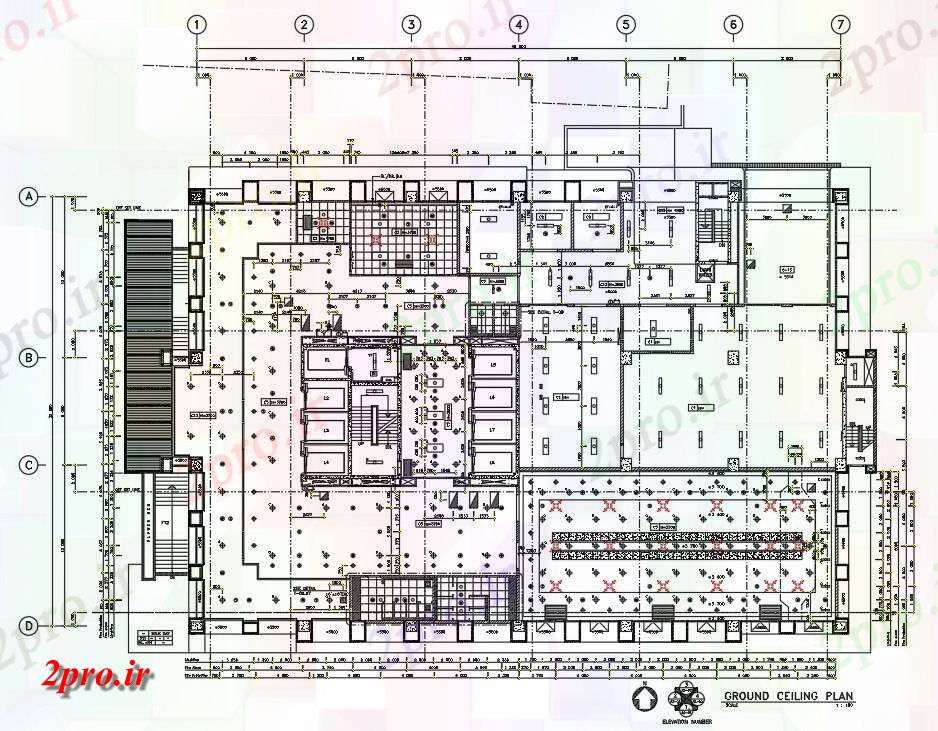 دانلود نقشه ساختمان اداری - تجاری - صنعتی سقف طبقه همکف طراحی 32 در 48 متر (کد162140)