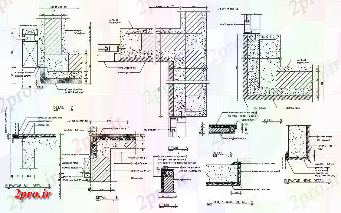 دانلود نقشه  جزئیات آسانسور و    RCC ساخت و ساز طراحی   (کد162144)