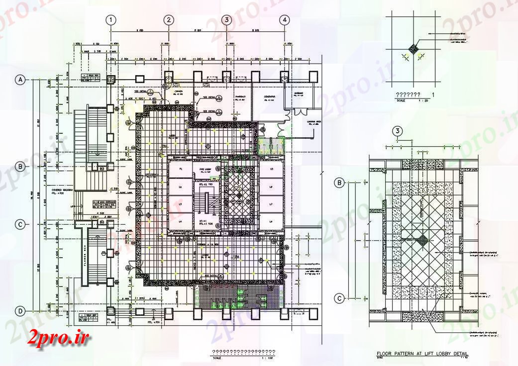 دانلود نقشه ساختمان اداری - تجاری - صنعتی طرحی دو بعدی ساختمان اداری طبقه نشیمن 32 در 32 متر (کد162145)