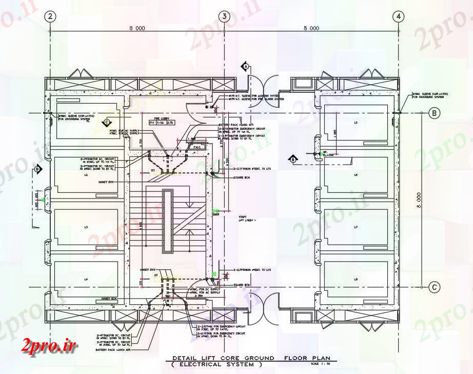 دانلود نقشه  جزئیات آسانسور و   بلند هسته طبقه همکف طرحی نشیمن   (کد162149)