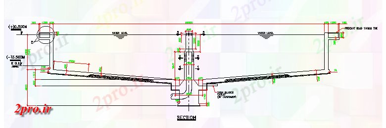 دانلود نقشه پلان مقطعی جزئیات بخش از 35 متر X45 متر SW راکتور جداسازی        (کد162170)