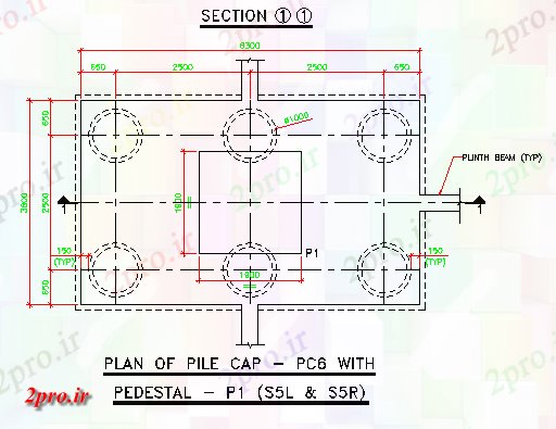 دانلود نقشه پلان مقطعی طرحی PC6 شمع ها را با اطلاعات بخش پایه            (کد162177)