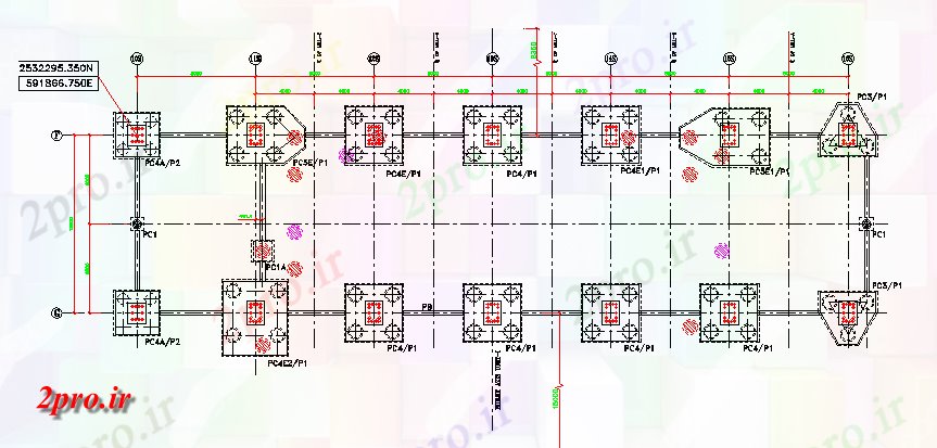 دانلود نقشه پلان مقطعی جزئیات معمولی بخش پایه و اساس ستون            (کد162180)