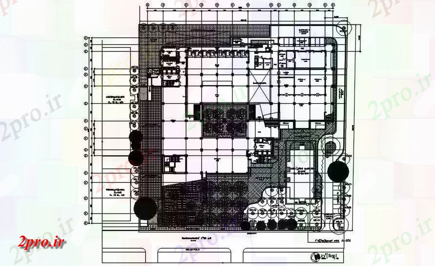 دانلود نقشه مسکونی ، ویلایی ، آپارتمان این هدیه طراحی طراحی خط مرکز دو بعدی 96 در 96 متر (کد162238)
