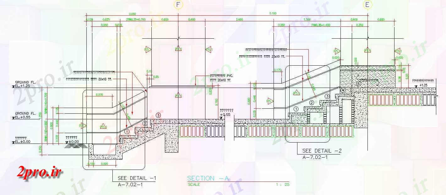 دانلود نقشه پلان مقطعی بخش جزئیات نمونه از راه پله   دو بعدی  اتوکد  طراحی با توجه به  در حال حاضر (کد162301)