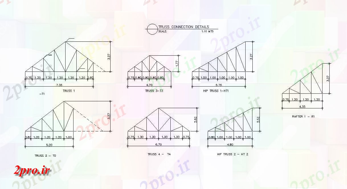 دانلود نقشه پلان مقطعی بخش اتصال خرپا جزئیات اتوکد  طراحی ارائه     دو بعدی   (کد162328)