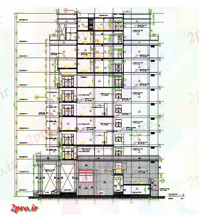 دانلود نقشه پلان مقطعی G + 10 بلند ساخت جزئیات بخش  طراحی معماری   در حال حاضر (کد162339)