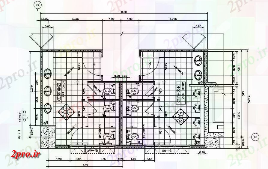 دانلود نقشه پلان مقطعی طرحی طبقه از توالت و بخش جزئیات   اتوکد      دو بعدی   (کد162386)