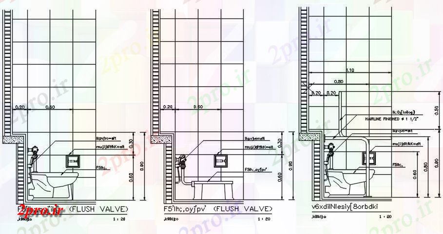 دانلود نقشه پلان مقطعی بخش دریچه توالت و نما جزئیات خیط و پیت کردن  اتوکد  طراحی  دو بعدی      (کد162401)