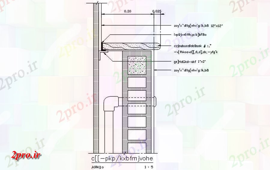 دانلود نقشه پلان مقطعی روکابینتی بخش لوله و نما جزئیات  اتوکد  طراحی  دو بعدی      (کد162408)