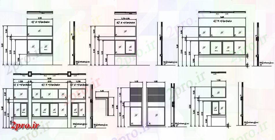 دانلود نقشه پلان مقطعی شیشه ای بخش پنجره جزئیات اتوکد دو بعدی   طراحی ارائه     دو بعدی    (کد162411)