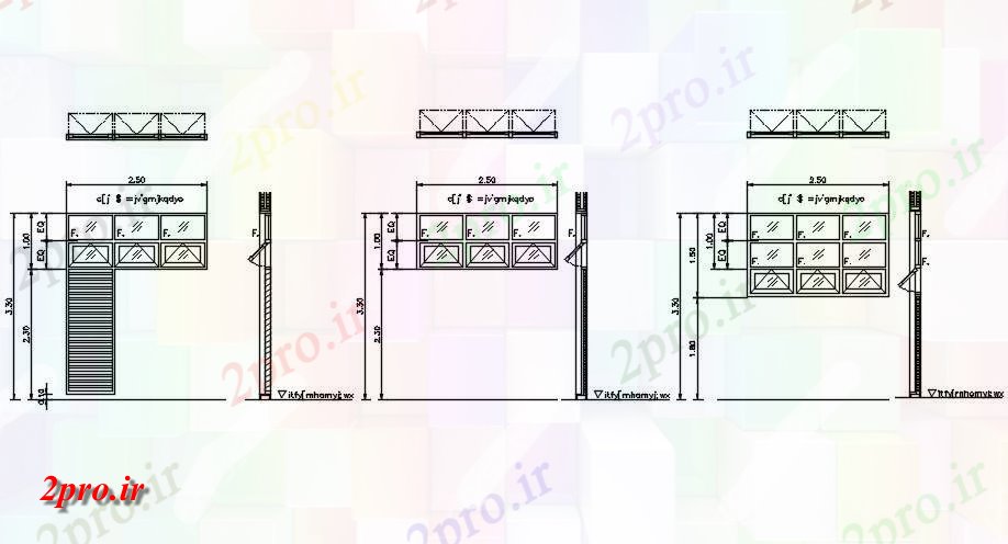 دانلود نقشه پلان مقطعی تنها شاتر و بخش ونتیلاتور و نما جزئیات    اتوکد دو بعدی   ارائه     دو بعدی   (کد162412)