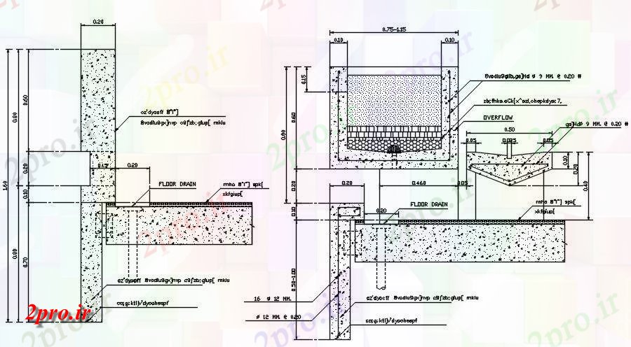 دانلود نقشه پلان مقطعی جزئیات بخش از بتن باغ  گلدان گیاه   دو بعدی        دو بعدی   (کد162422)