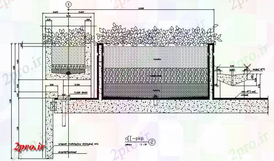 دانلود نقشه پلان مقطعی  دو بعدی   داشتن جزئیات از گلدان گیاه جزئیات بخش باغ  بتن   دو بعدی   (کد162423)