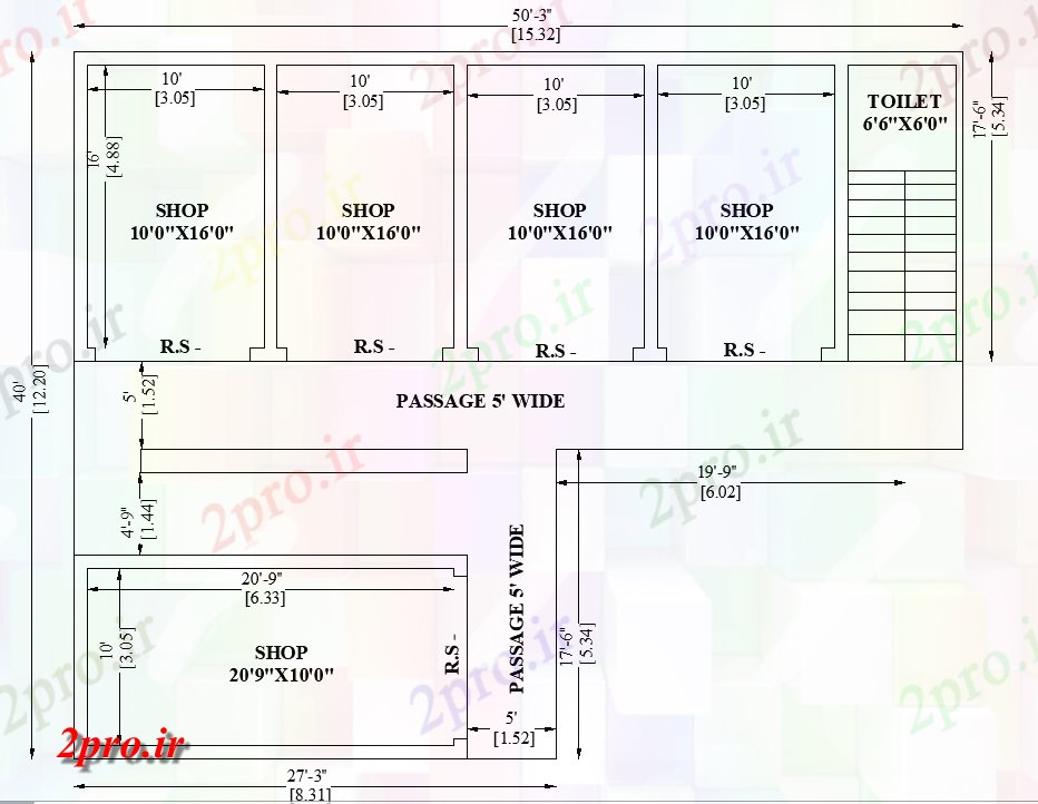 دانلود نقشه ساختمان اداری - تجاری - صنعتی X 40 'فروشگاه ساخت طرحی طبقه تجاری که دو بعدی اتوکد و PDF 9 در 10 متر (کد162468)