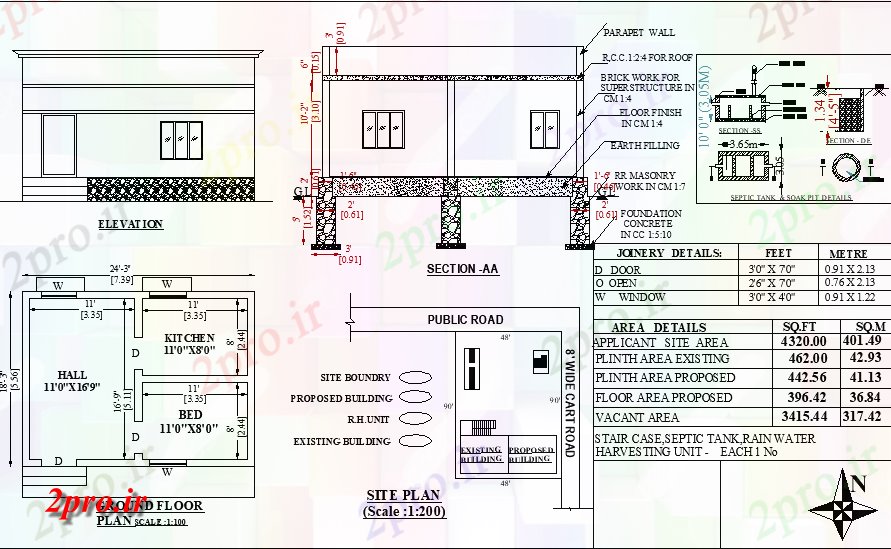 دانلود نقشه مسکونی ، ویلایی ، آپارتمان X18 شرق طرحی مواجه 2bhk خانه طرحی اتوکد و PDF فرمت این طرحی خانه 5 در 7 متر (کد162507)