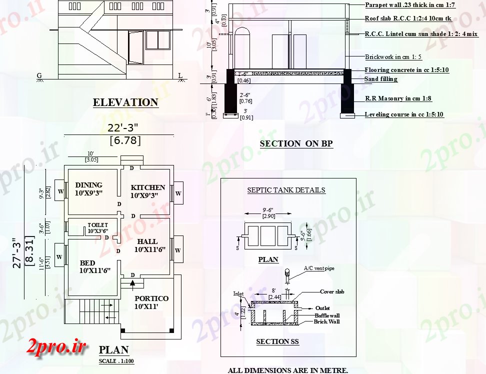 دانلود نقشه مسکونی ، ویلایی ، آپارتمان 3 X27'3 شرق مواجه طرحی خانه 1bhk به عنوان در هر Vastu Shastra هستند می given اتوکد و PDF فرمت 6 در 10 متر (کد162545)