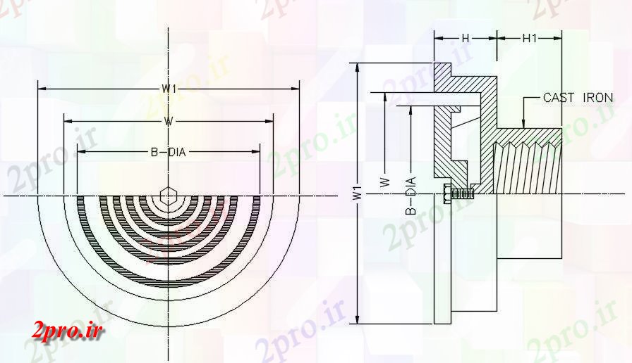 دانلود نقشه پلان مقطعی برنجی و چدنی جزئیات مقطعی اتوکد دو بعدی   طراحی given    (کد162555)