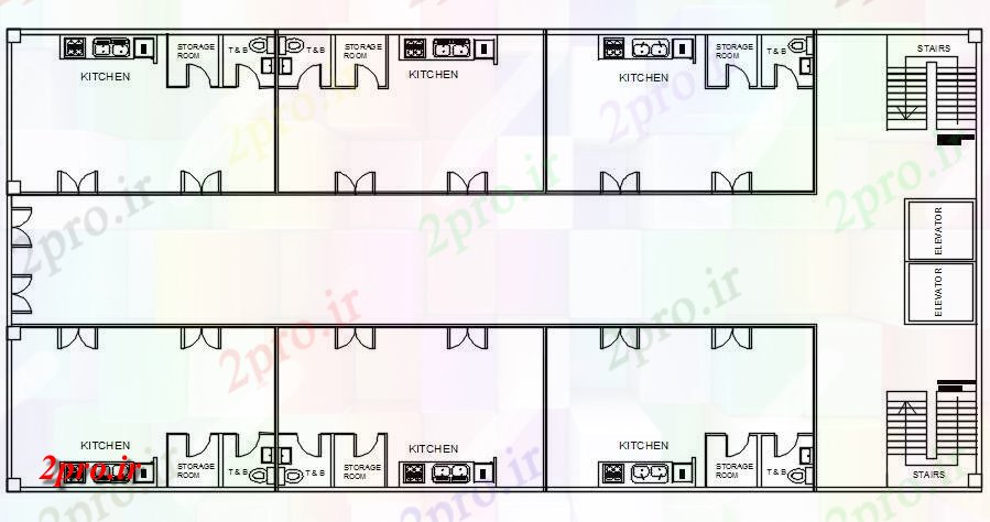 دانلود نقشه هتل - رستوران - اقامتگاه طرحی کف آشپزخانه و ساخت و ساز توالت دو بعدی اتوکد با توجه به 14 در 29 متر (کد162603)