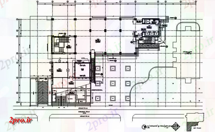 دانلود نقشه هتل - رستوران - اقامتگاه طرحی ستون از ساختمان هتل و جزئیات بخش های معمول دو بعدی 44 در 84 متر (کد162617)