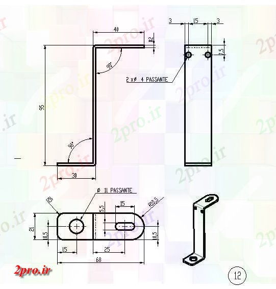 دانلود نقشه پلان مقطعی Passante جزئیات طرحی معمولی و بخش         دو بعدی   (کد162647)