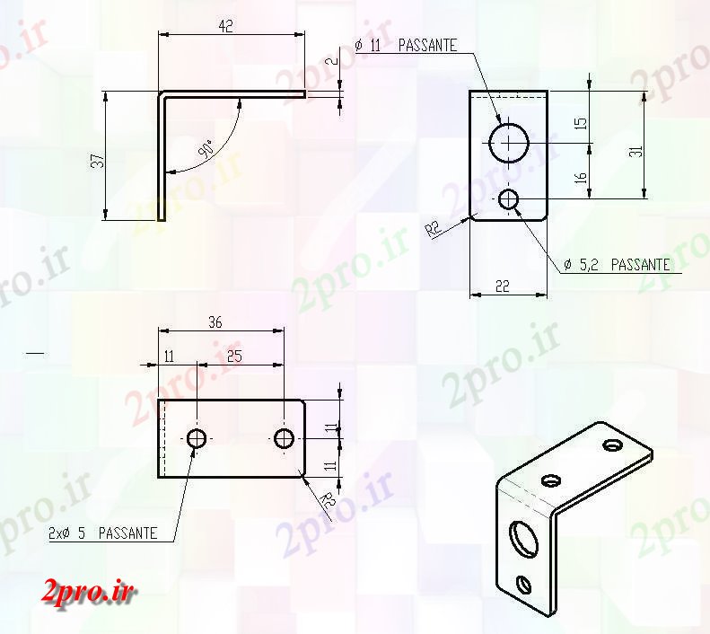 دانلود نقشه پلان مقطعی اتوکد  رسم داشتن Passante جزئیات طرحی معمولی و بخش  می شود (کد162649)