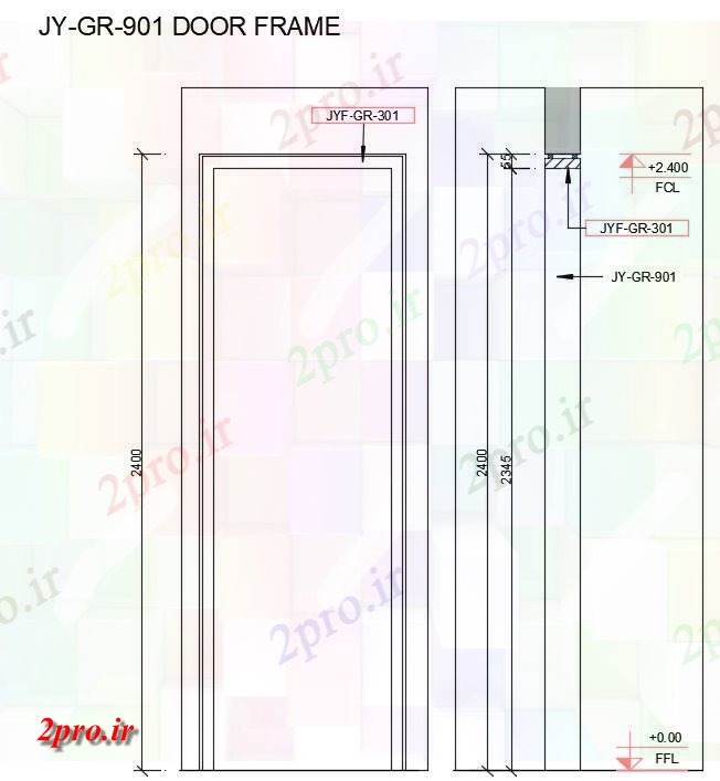 دانلود نقشه مسکونی  ، ویلایی ، آپارتمان  جزئیات قاب درها ارائه   این   دو بعدی   کنید (کد162660)