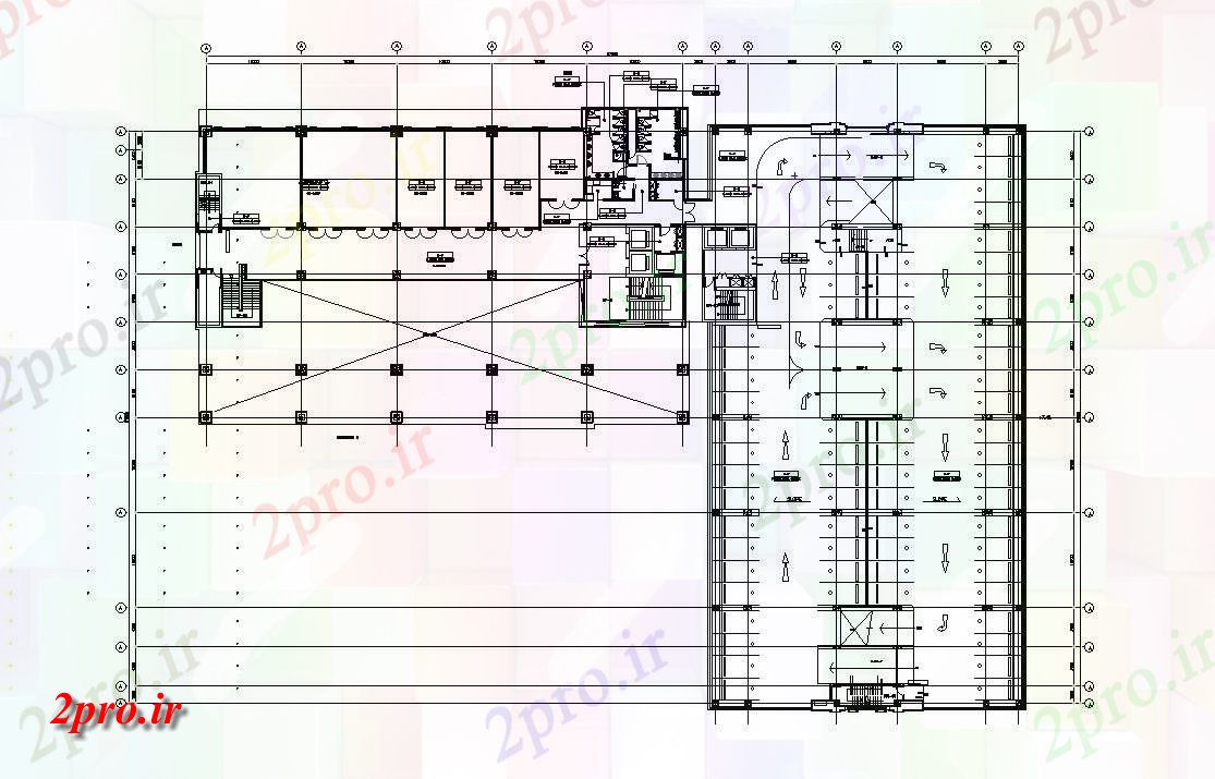 دانلود نقشه پلان مقطعی طرحی طبقه ساختمان اداری و پارکینگ خودرو جزئیات بخش های معمول  اتوکد   طراحی  دو بعدی      (کد162664)