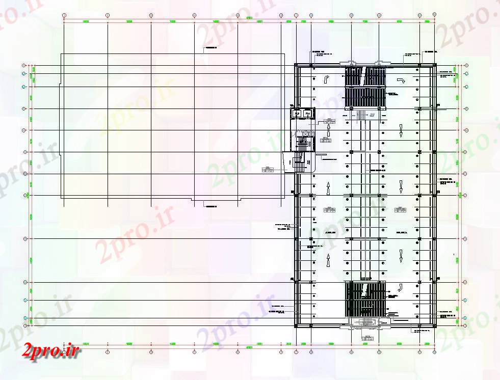 دانلود نقشه پلان مقطعی بخش شیب پارکینگ و اتومبیل جزئیات از ساختمان اداری         دو بعدی   (کد162678)