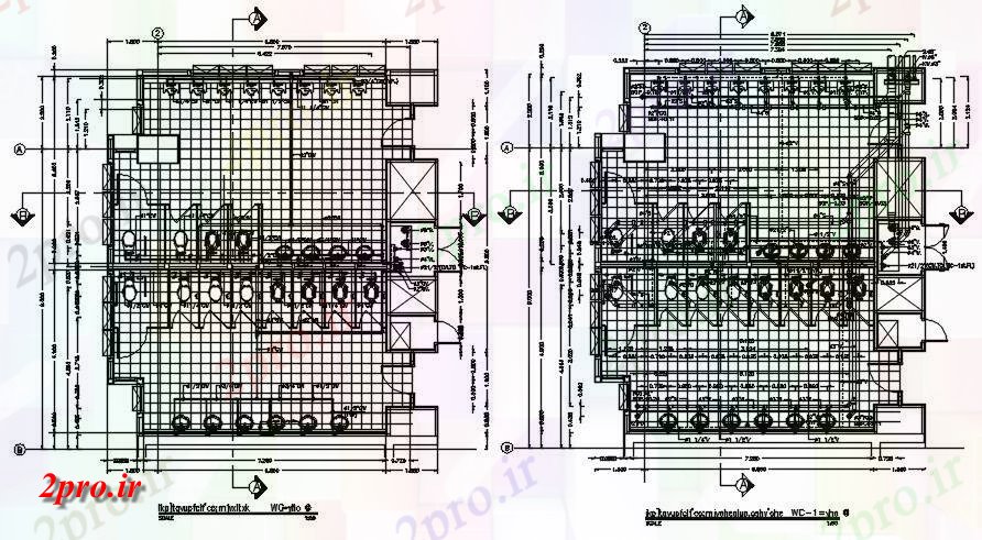 دانلود نقشه پلان مقطعی توالت عمومی طرحی طبقه معمولی، کاشی مارک، و بخش جزئیات  اتوکد   طراحی  دو بعدی      (کد162682)