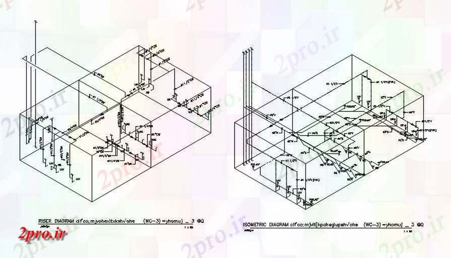 دانلود نقشه پلان مقطعی سحر و نمودار نمای ایزومتریک جزئیات بخش         دو بعدی   (کد162687)