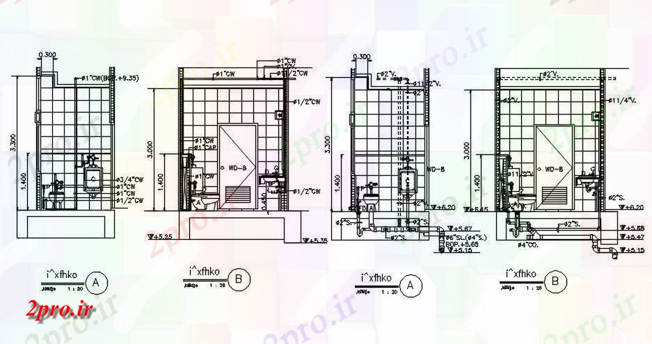 دانلود نقشه بلوک حمام و توالتتوالت تنها، کاشی مارک، و جزئیات لوله کشی  اتوکد   طراحی با توجه به  دو بعدی   (کد162689)