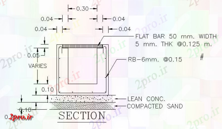 دانلود نقشه پلان مقطعی تخت تقویت جزئیات بخش نوار         دو بعدی   (کد162701)