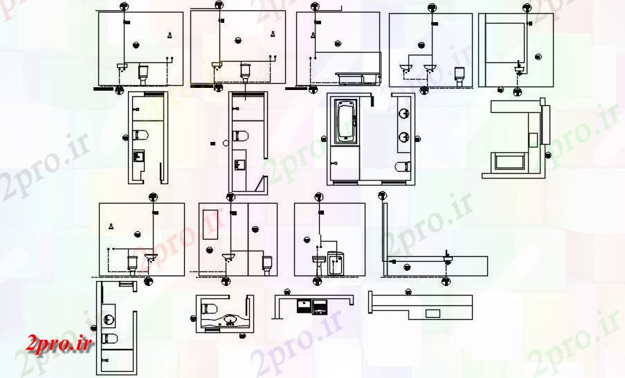 دانلود نقشه پلان مقطعی جزئیات بخش معمولی از توالت ها  اتوکد    طراحی  دو بعدی   (کد162718)