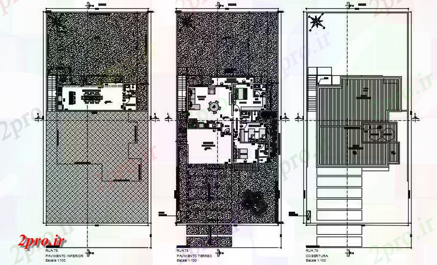 دانلود نقشه خانه های کوچک ، نگهبانی ، سازمانی - طرحی طبقه اقامت 14 در 30 متر (کد162741)