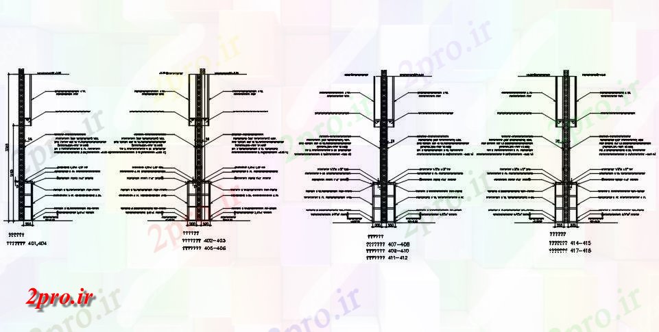 دانلود نقشه پلان مقطعی میله های فولادی جزئیات بخش کات         دو بعدی   (کد162760)