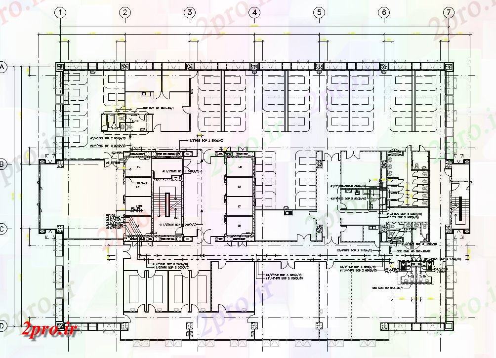 دانلود نقشه ساختمان اداری - تجاری - صنعتی طرحی زیرزمین یک ساختمان تجاری طراحی 11 در 12 متر (کد162790)