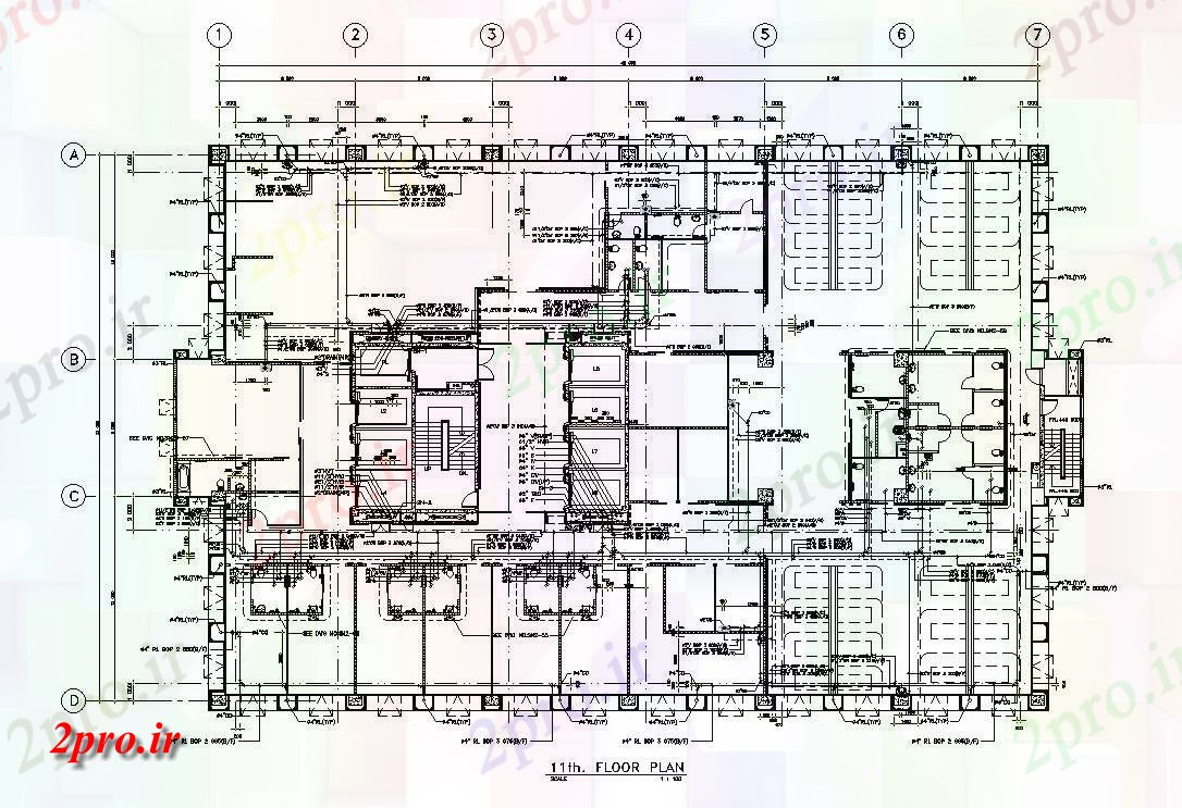 دانلود نقشه ساختمان اداری - تجاری - صنعتی تجاری طرحی ساختمان فلور ارائه 32 در 48 متر (کد162803)