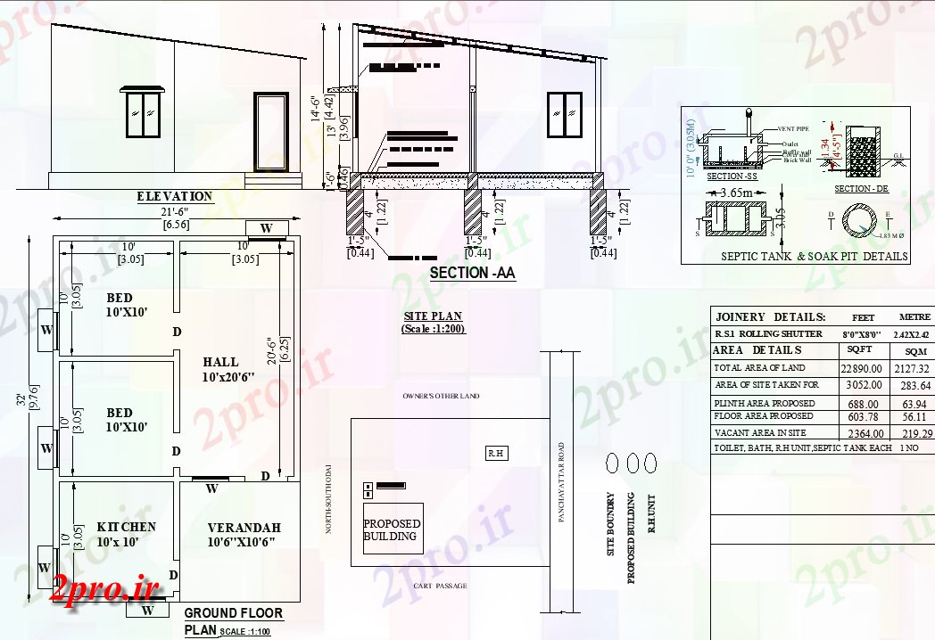 دانلود نقشه مسکونی ، ویلایی ، آپارتمان 6 طراحی X32 از طرحی خانه 2bhk شرق رو به عنوان در هر Vastu Shastra هستند اتوکد و PDF فرمت این طرحی خانه 6 در 9 متر (کد162807)