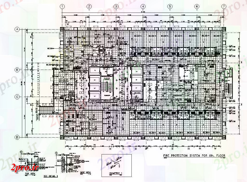 دانلود نقشه ساختمان اداری - تجاری - صنعتی ششم طبقه از آتش زیرزمین طرحی سیستم حفاظت 32 در 48 متر (کد162808)