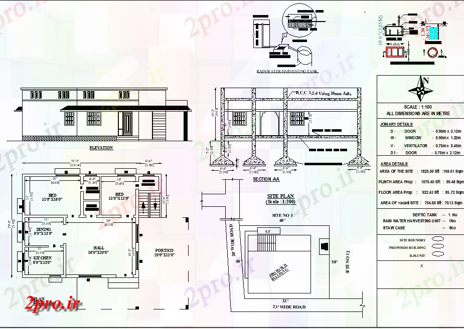 دانلود نقشه مسکونی ، ویلایی ، آپارتمان X29 شرق رو به طرحی خانه 2bhk به عنوان در هر Vastu Shastra هستند رسم اتوکد و پی دی اف فرمت 9 در 11 متر (کد162828)