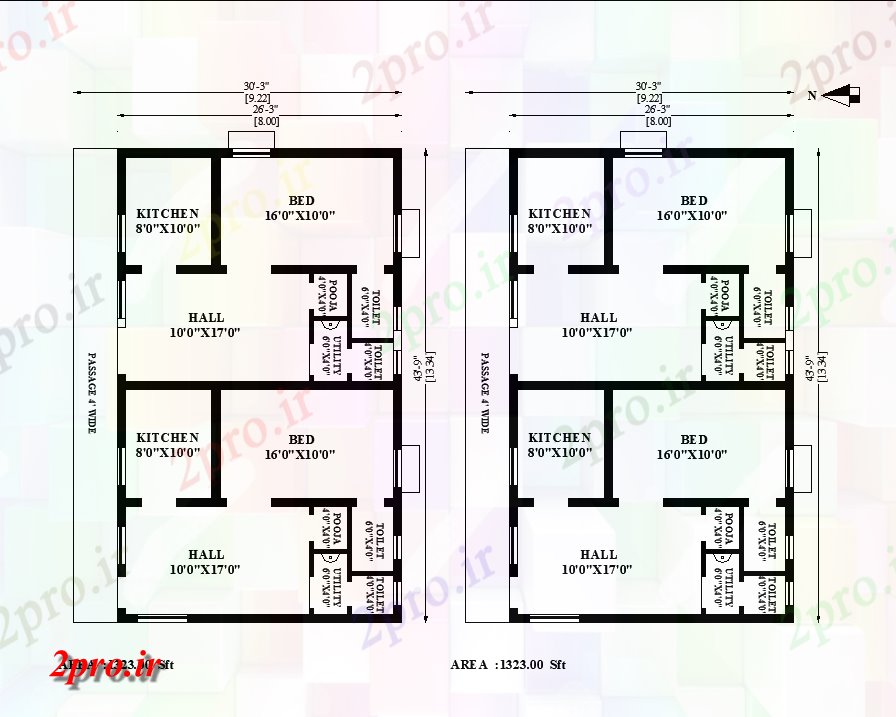 دانلود نقشه مسکونی ، ویلایی ، آپارتمان X43'9 شرق طرحی مواجه 1bhk خانه G + 1 دوقلو به عنوان در هر Vastu Shastra هستند اتوکد و PDF فرمت این طرحی خانه 8 در 13 متر (کد162830)