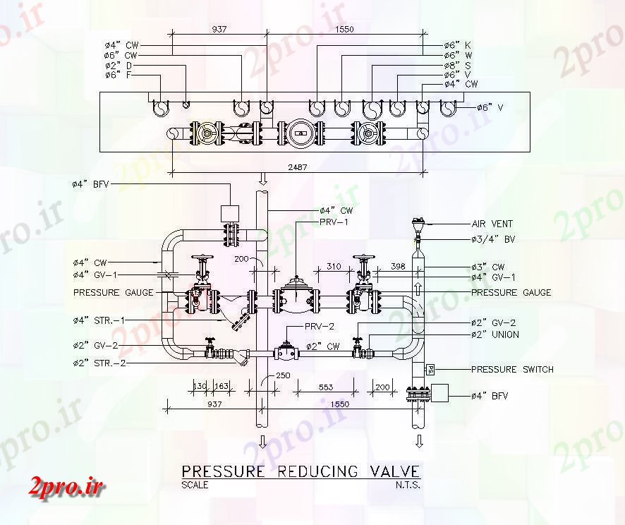 دانلود نقشه ماشین الات کارخانه این هدیه رسم کاهش فشار جزئیات دریچه  (کد162843)